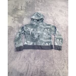 Jordan Air Sweatshirt Hoodies Girls M 10-12 Grey Black Graphic Print Logo C14-6